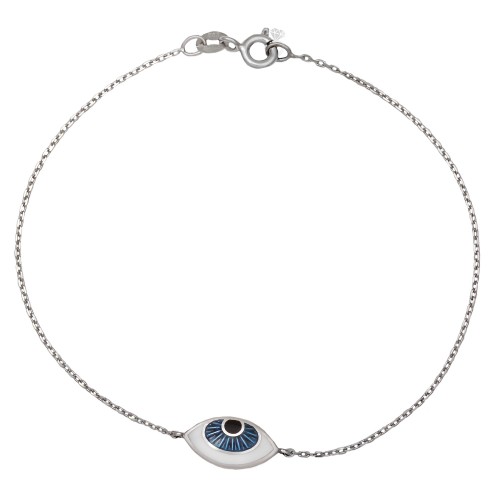 Βραχιόλι Μάτι Γυναικείο Λευκό Χρυσό 14κ